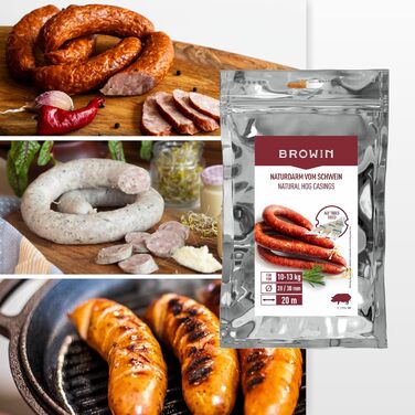 Натуральна оболонка для ковбас Натуральна оболонка вищого сорту для домашньої ковбаси, ялівцевої ковбаси, білої ковбаси, сардельки (калібр 18/20 мм, 91 метр, овеча оболонка)