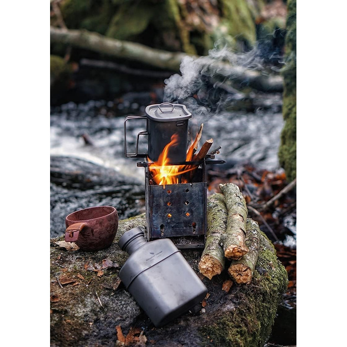 Титанова їдальня Кемпінговий посуд Кружка Військова пляшка для води Набір чашок для їдальні на відкритому повітрі Надлегкий набір для приготування їжі Столовий посуд Нирковий чайник Пляшка для води 1100 мл 750 мл 400 мл (Ti2048C-750 мл 400 мл Набір чашок)