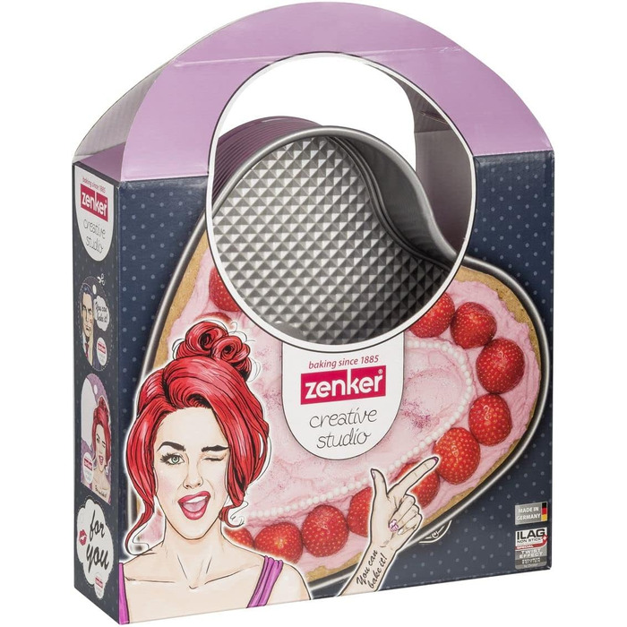 Творча студія Zenker Z7480 Ø 26 см, форма для випічки з плоским дном, кругла форма для торта з антипригарним покриттям, креативна випічка (колір рожевий, сріблястий), кількість (форма для роз'єму серця)