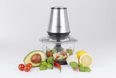 Універсальний подрібнювач, 4 високоякісних ножа з нержавіючої сталі, міцна скляна ємність об'ємом 1,2 літра, ідеально підходить як подрібнювач для фруктів, овочів, риби, м'яса, горіхів, 400