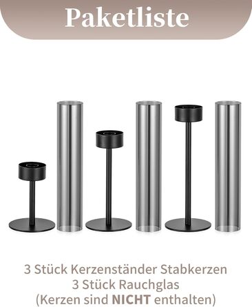 Підсвічник з чорним склом 45,40,34 см Sziqiqi