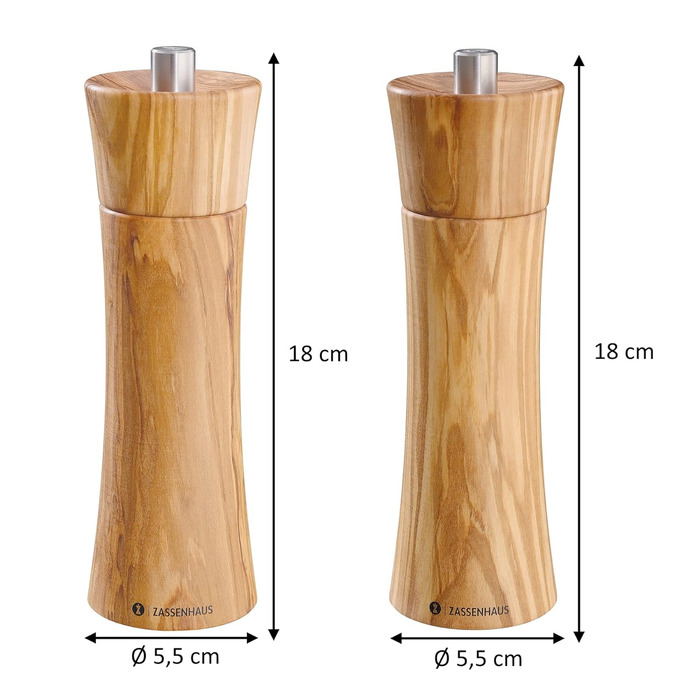 Оливковое дерево, коричневый, 6.2 x 22.4 x 25.8 см, 0000023046 Mill Set Frankfurt