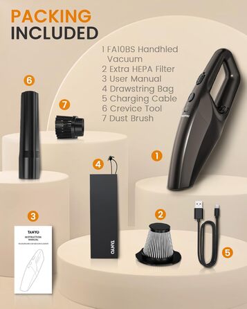 Ручний бездротовий пилосос з акумулятором 80 Вт золотисто-коричневий TANYO