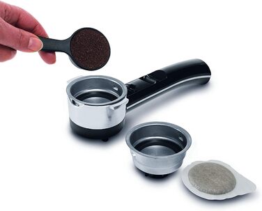 Кавоварка з портафільтром для еспресо в ретро-стилі, еспресо-машина з ручним спінювачем молока, для меленої кави або капсул ESE, резервуар для води 1,4 л, зелений (синій, одинарний), 39Longhi Icona Vintage ECOV 311.GR