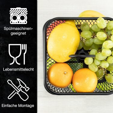 Подставка для фруктового торта Black Metal - Подставка для торта с корзиной с фруктами Black - Подставка для торта с фруктовой вазой Black Black Square