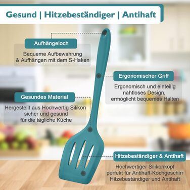 Набор кухонных гаджетов Herogo, набор силиконовой кухонной утвари из 22 предметов с держателем для посуды, термостойкие кухонные столовые приборы, кухонная утварь, здоровая и с антипригарным покрытием, можно мыть в посудомоечной машине, (синий)