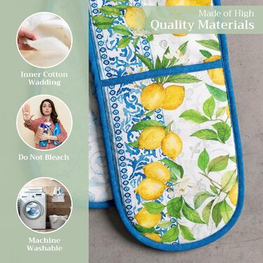 Прихватка для духовки Maison d&39 Hermine, підставка для каструль, 100 бавовна, термостійкі кухонні рукавички, прихватка для духовки (19 см x 33 см) та підставка для каструль (20 см x 20 см) для приготування їжі, Морзін - Прихватка для духовки на День под