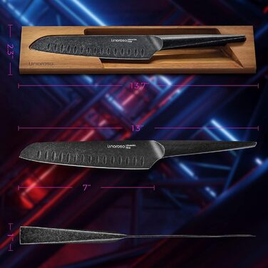 Дюймов Santoku Knife Кухонный нож Острый нож для мяса Профессионально выкованный из импортной высокоуглеродистой нержавеющей стали с красивым магнитным держателем для ножей - Метеорит Нож Santoku Meteorite Style, 7
