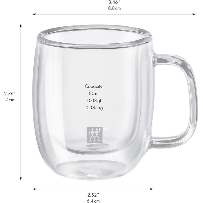 Набор стеклянных чашек для эспрессо 80 мл, 2 предмета Sorrento Plus Zwilling