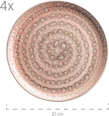 Набор посуды с ручной росписью MSER серии 931743 Spicy Market на 4 персоны в средиземноморском винтажном дизайне, комбинированный сервиз из 16 предметов из керамики, розового цвета, керамогранита