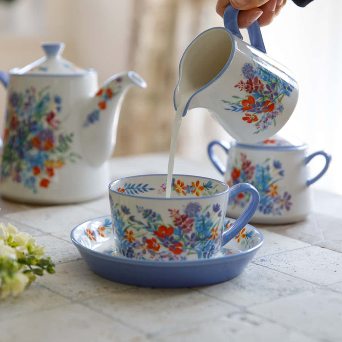 Глечик для вершків London Pottery VISCRI MEADOW, кераміка, слонова кістка/васильковий синій, 250 мл