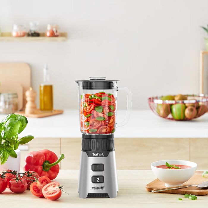 Tefal Блендер стаціонарний Minimix Glass 400Вт, чаша-700мл, ємність для смузі to go, скло, сірий