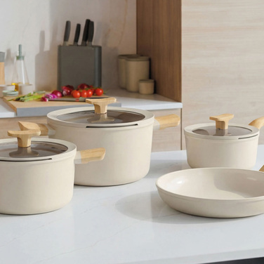 Набір посуду з антипригарним покриттям BergHOFF LEO BALANCE Cream, 7 пр.