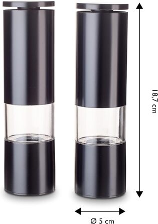 Набір млинків для спецій Echtwerk з 2 предметів, млинок для солі та перцю з високоякісної нержавіючої сталі з керамічним млином ABS, ручний, для перцю, солі та чилі, (Black Edition)