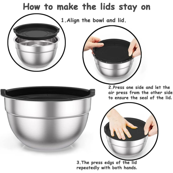 Набір мисок з нержавіючої сталі з кришками,  5 предметів Wildone