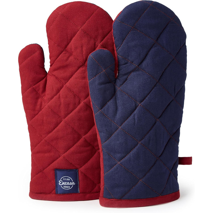 Набір з 2 кухонних рукавичок 18x30 см, червоний Encasa XO