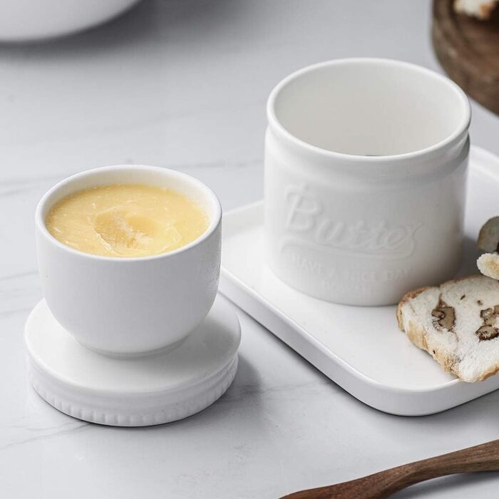 Фарфоровый горшок для масла с крышкой, белый DOWAN