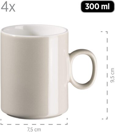 Серія Finaro, набір посуду для 4 осіб гастрономічної якості, скандинавський дизайн, комбінований сервіз із 16 предметів, міцна порцеляна, бежевий, 931618