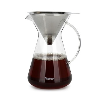 Кофейник Fissman POUR OVER 900 мл. со стальным фильтром жаростойкое стекло (9083)