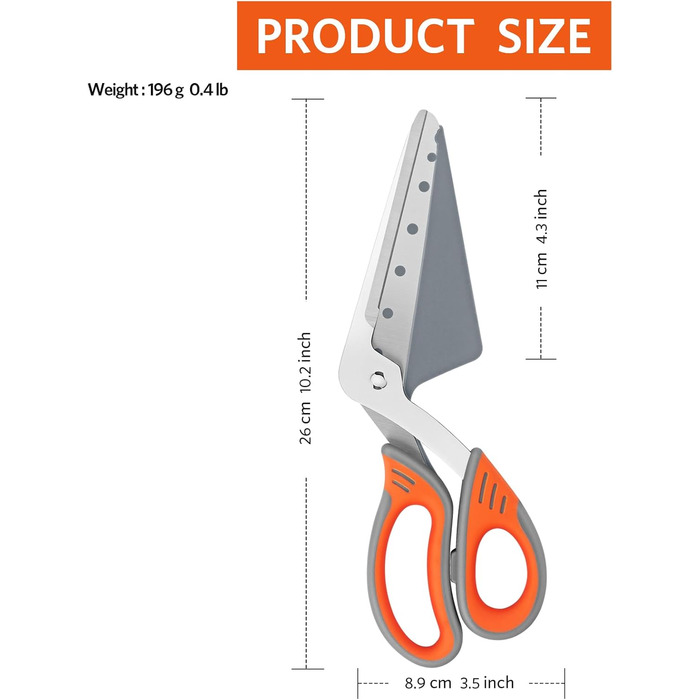 Ножиці для піци 27 см, помаранчевий/сірий Vutyvve