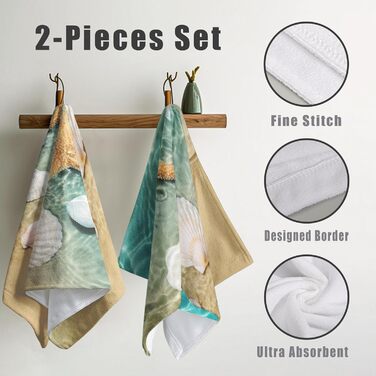 Різдвяні кухонні рушники Kwlegh, рушник для рук, різдвяна ялинка, цукерка-тростина, сніжинка, рушник для пальців, набір з 2 шт. , милий чоловічий рушник для ванни, високопоглинаючі рушники, 36 x (мушлі морських зірок)