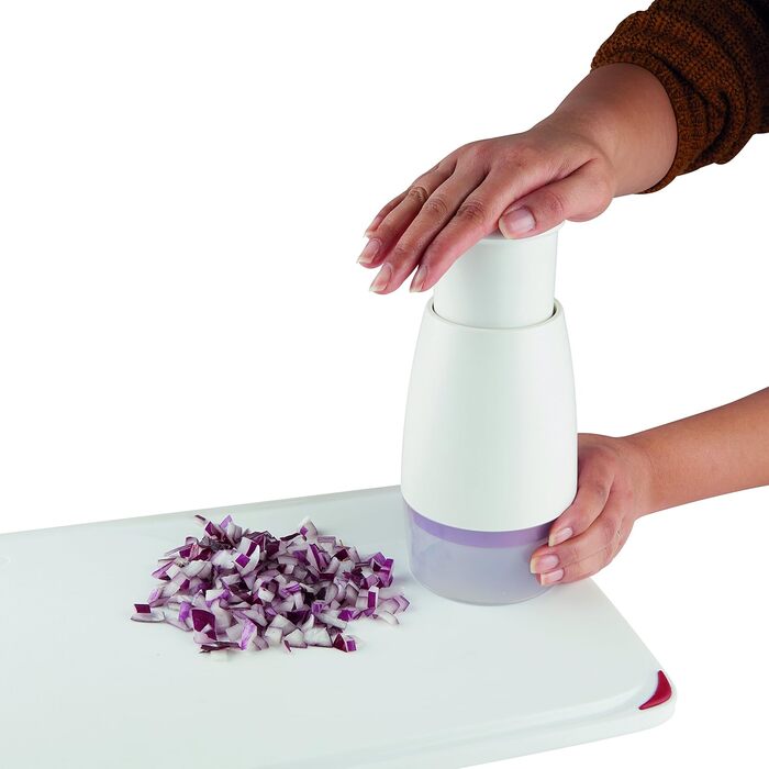 Класичний овочерізка Zyliss E910012 Zig Zig, пластик/нержавіюча сталь, білий/червоний, цибулярізка, овочерізка, універсальний подрібнювач, можна мити в посудомийній машині, гарантія 5 років Classic Hacker