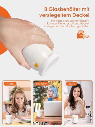 Йогуртниця з 8 баночками та кришками FOHERE