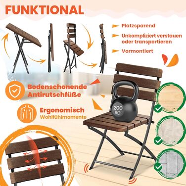 Складаний стіл та стільчики для кемпінгу коричневий KESSER