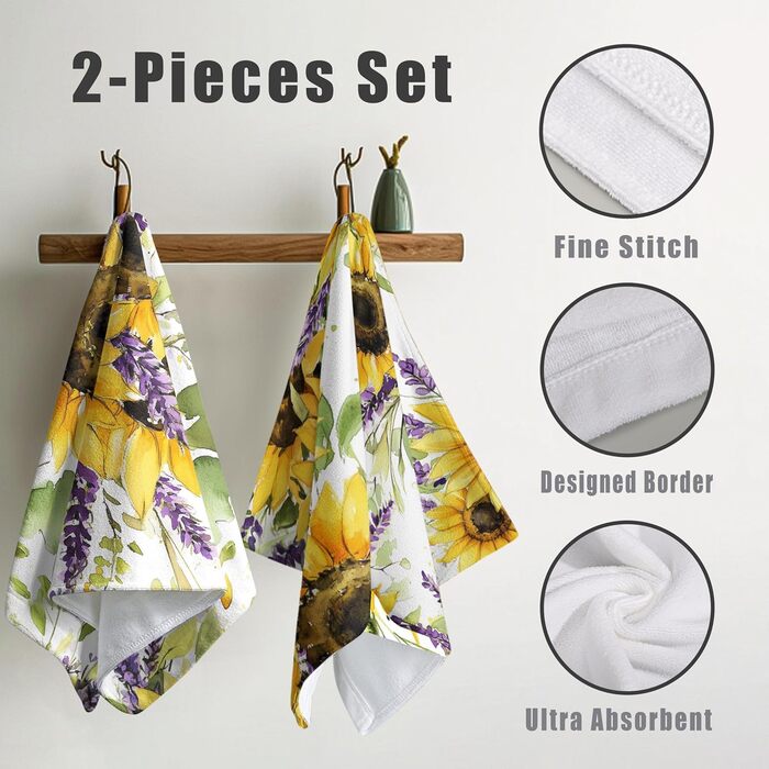Різдвяні кухонні рушники Kwlegh, рушник для рук, різдвяна ялинка, цукерка-тростина, сніжинка, рушник для пальців, набір з 2 шт. , милий чоловічий банний рушник, високопоглинаючі рушники, 36 x (соняшник, лаванда)