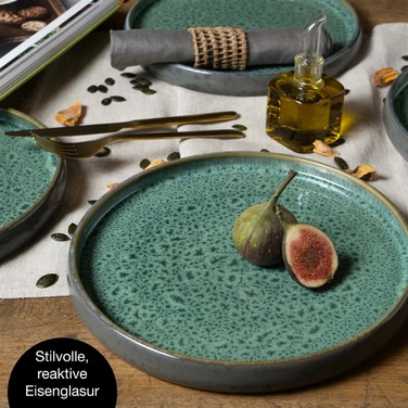 Набір з 4 обідніх тарілок 26 см, зелена реактивна глазур Moritz & Moritz