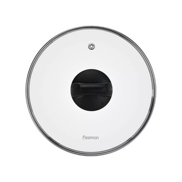 Кришка Fissman 28 см зі сталевим обідком, колір ЧОРНИЙ скло (19894)