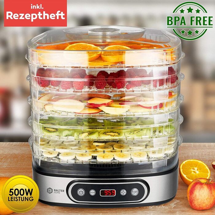 Дегідратор на 5 полиць, 500 Вт з LCD дисплеєм Balter