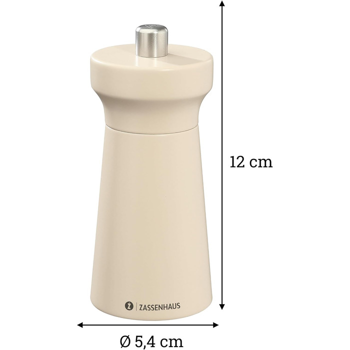 Пісок Zassenhaus WESTERLAND лакована деревина бука Головка млина з деревини бука з плавним регулюванням високопродуктивної керамічної шліфувальної машини Млин для спецій для солі 12 см, Ø 5,4 см (соляний млин, пісок)