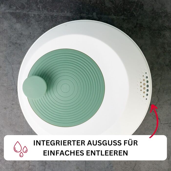 Спиннер для салата Westmark, Oбем 4.4 л, ø 23.5 см, пластик, не содержит бисфенола А, Spinderella, цвет прозрачный/белый/зеленый, 2430224A (мятно-зеленый, стандартный)