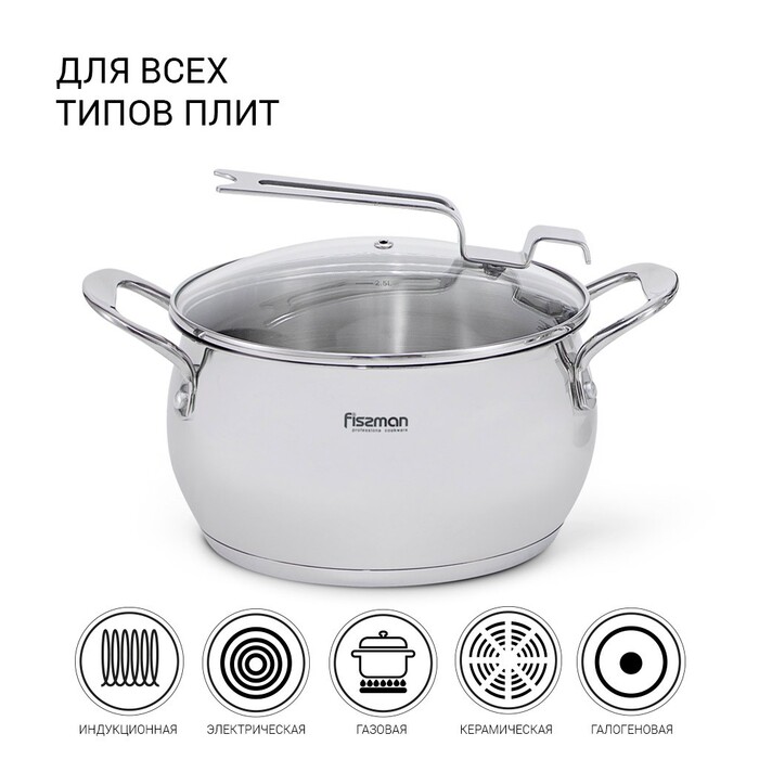 Каструля зі скляною кришкою 18 см 2,5 л VITA Fissman