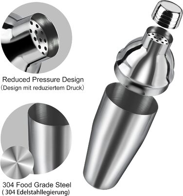 Набор шейкеров для коктейлей из 8 предметов, 750 мл. LEEGOHI