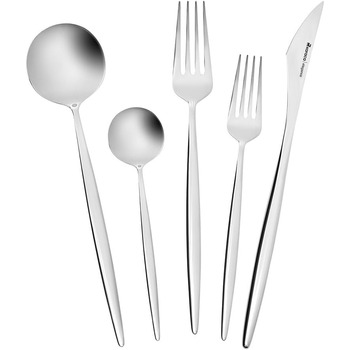 Новий набір столових приборів Karaca Porto Elegance з 60 предметів на 12 осіб, столові ложки, столові виделки, преміальна якість, здорові та гігієнічні, сучасний дизайн, тест набору столових приборів з нержавіючої сталі