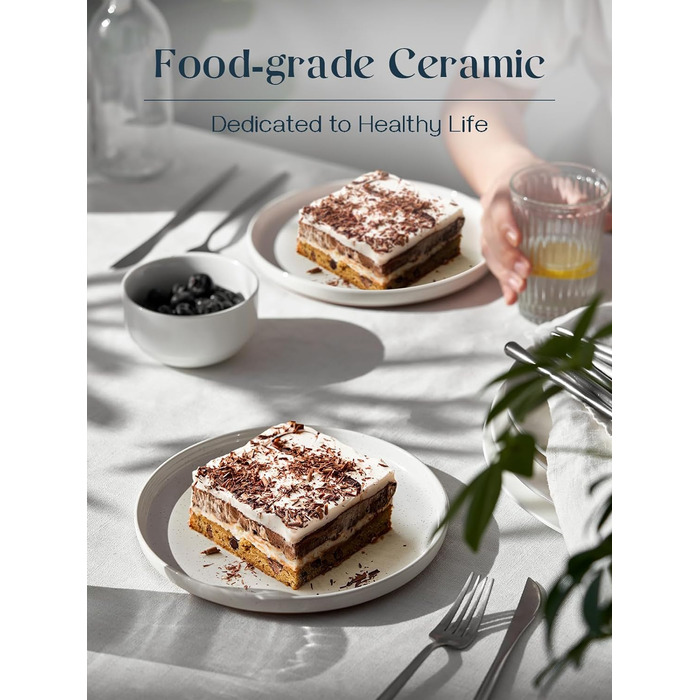 Набір з 6 десертних тарілок 21 см, ванільно-білий Dowan