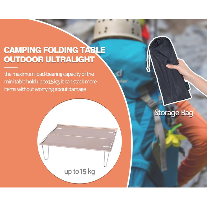 Складной стол для кемпинга Семный на открытом воздухе из алюминиевого сплава Мини-стол Портативный обеденный стол BVT01 (коричневый)