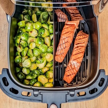 Tefal Мультипечь Dual EasyFry&Grill AirFryer, 2700Вт, чаша-5.2+3.1л, сенсорное управл., 2 чаши, гриль, пластик, черный