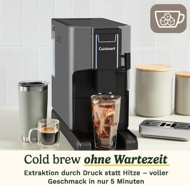 Кавоварка Cuisinart для меленої та завареної кави на одну чашку Крапельна кава на одну порцію Вбудований конічний млин з нержавіючої сталі 3 варіанти розміру чашки Багаторазова фільтрувальна капсула Чорний (повністю автоматичний, чорний)