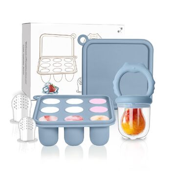 Силіконова годівниця для дитячого фруктового харчування, пустушок та грудного молока (синя)