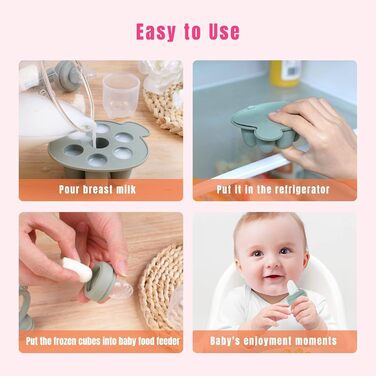 Дитина-фруктосос Силіконовий диспенсер для дитячого харчування та лоток для заморожування дитячого харчування, молочне морозиво, засіб для полегшення прорізування зубів, соска для самостійного годування (синій)
