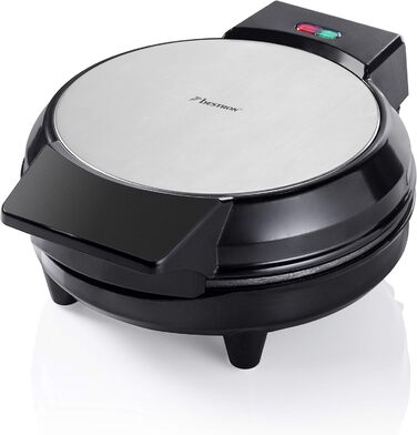 Вафельница Bestron для классических вафель с сердцем, вафельница с антипригарным покрытием для вафель в форме сердца, 700 Вт, цвет (черный, в комплекте с ручным миксером)