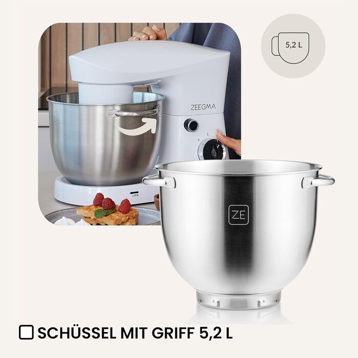 Кухонный комбайн-миксер 1500 Вт 5,2 л белый Planeet Easy Zeegma