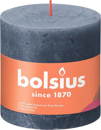 Свічка Bolsius Rustic Pillar XXL - 3 шт. и - 10 x 10 см - Декоративні побутові свічки - Час горіння 62 години - Без запаху - Містить натуральний рослинний віск - Без пальмової олії (темно-синя)