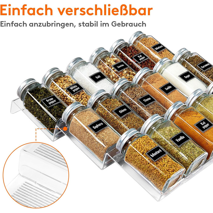 Органайзер для спецій пластиковий розсувний, 48,4 x 66 x 3,9 см, прозорий Lifewit