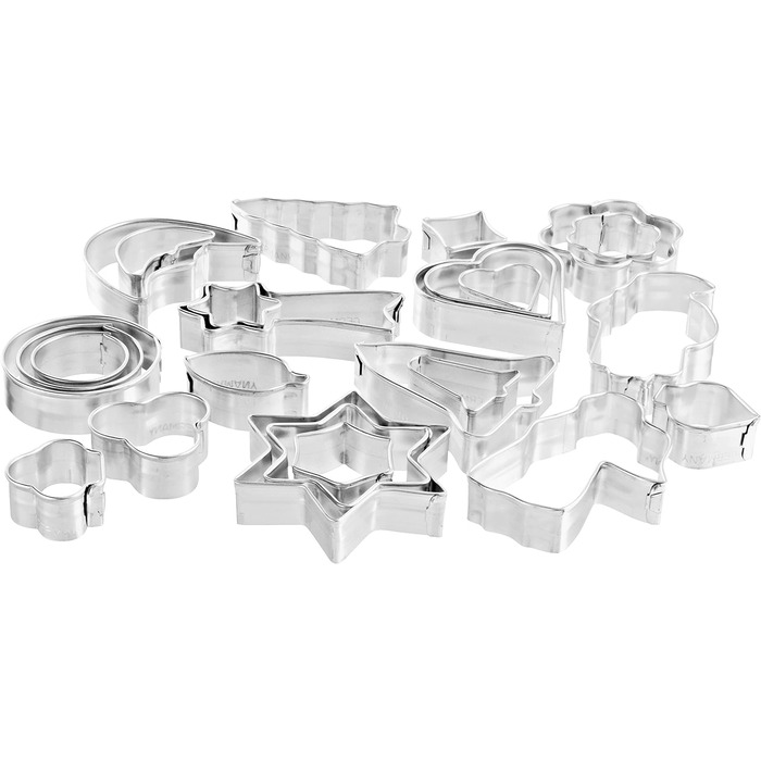 Набір формочок для печива Zenker з 25 шт. , кондитерська, формочка для печива для печива, печива та помадки, формочки для печива різних розмірів та з різними мотивами, кількість 1 x набір з 25 шт. , колір срібло A 1 - Упаковка одна