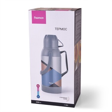 Термос Fissman 3200 мл сталевий корпус зі скляною колбою (9843)