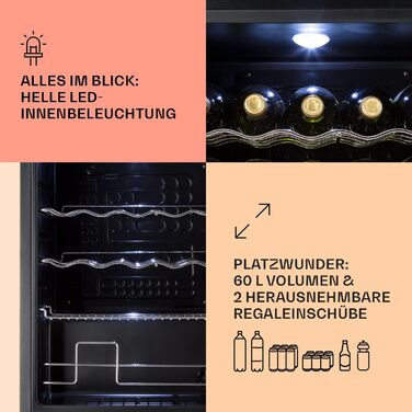 Міні-холодильник зі скляними дверцятами 60 л чорний Klarstein